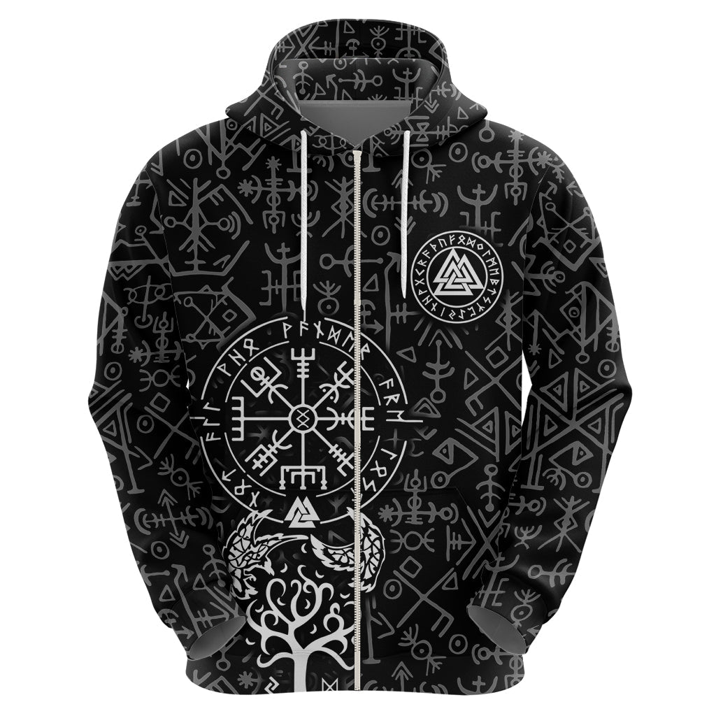 Viking Odin Hoodie The All-Father God in Norse Mythology with Runes Pattern TS04