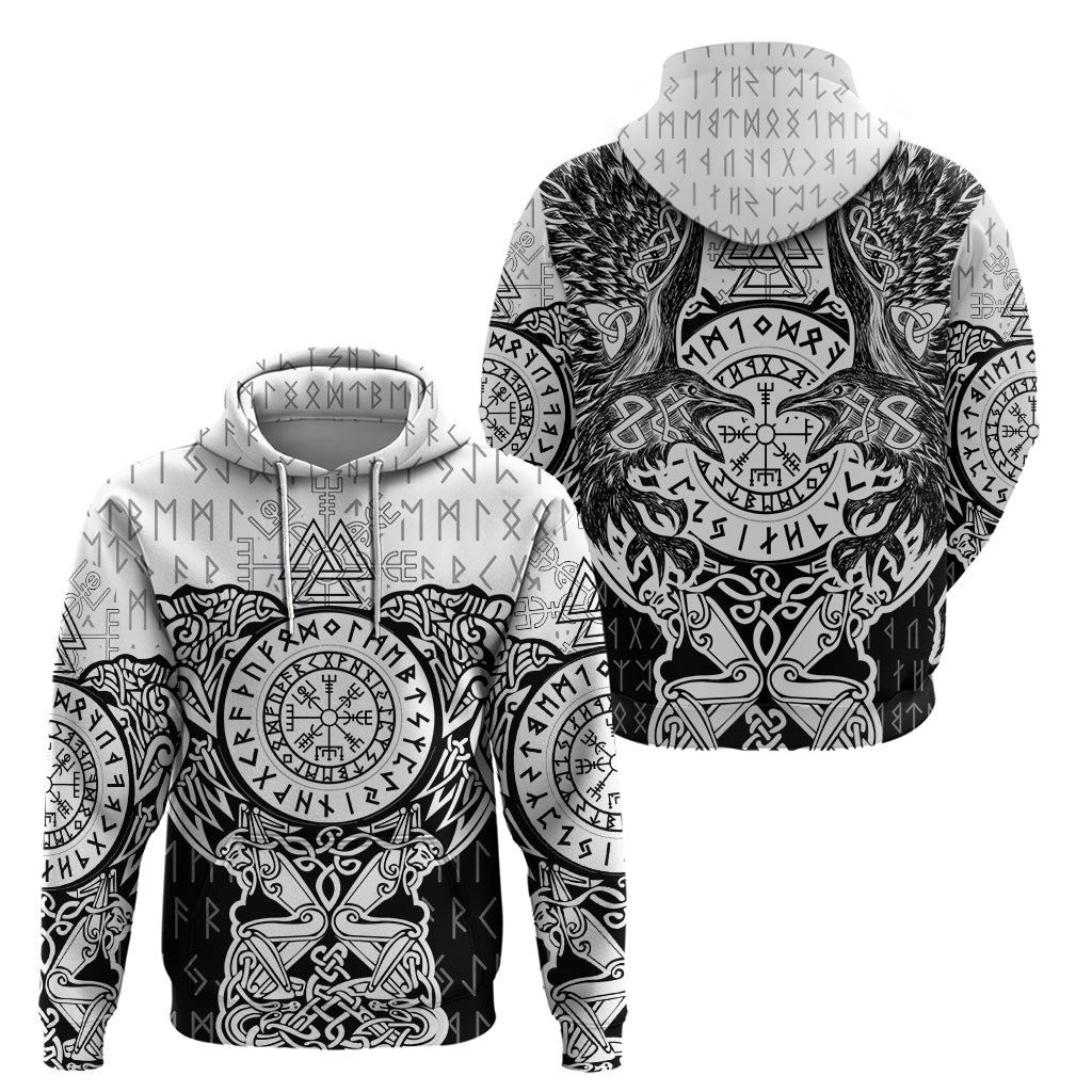 Viking Tattoo Hoodie Hugin And Munin Asgardian Ravens Grunge Art TS04