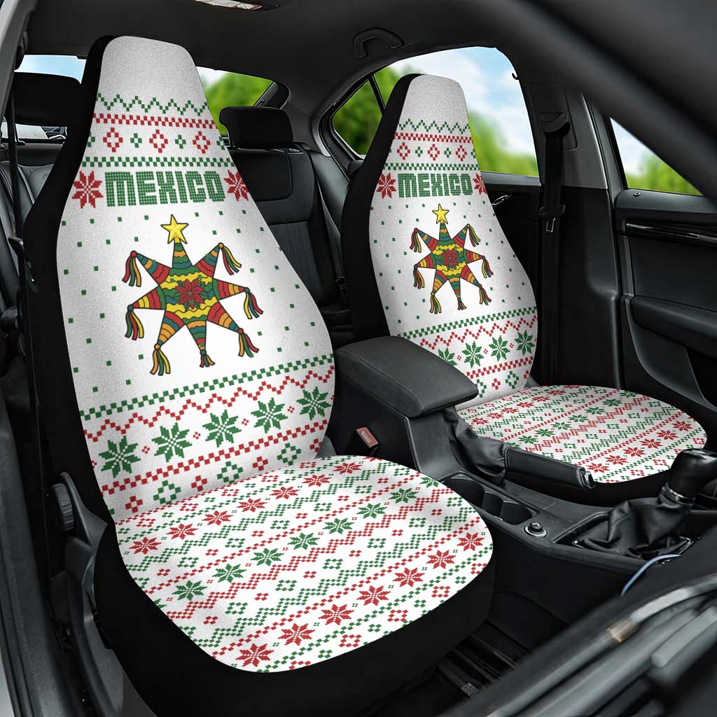 Mexico Christmas Car Seat Cover with Piñata Star Design and Red Green Snowflake Pattern TS04