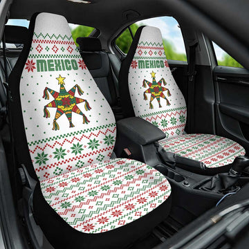 Mexico Christmas Car Seat Cover with Piñata Star Design and Red Green Snowflake Pattern TS04