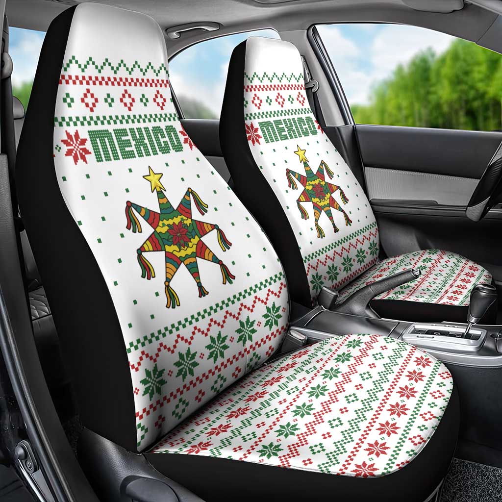 Mexico Christmas Car Seat Cover with Piñata Star Design and Red Green Snowflake Pattern TS04
