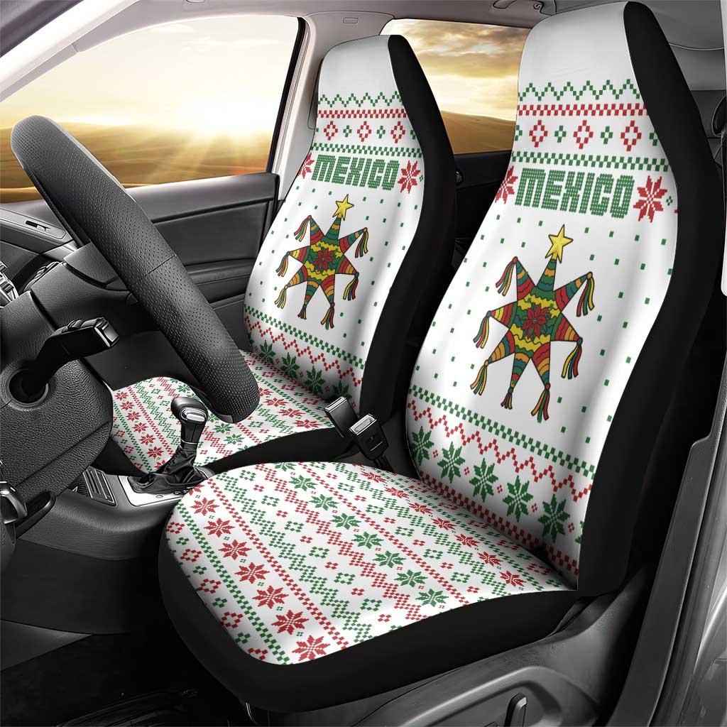Mexico Christmas Car Seat Cover with Piñata Star Design and Red Green Snowflake Pattern TS04