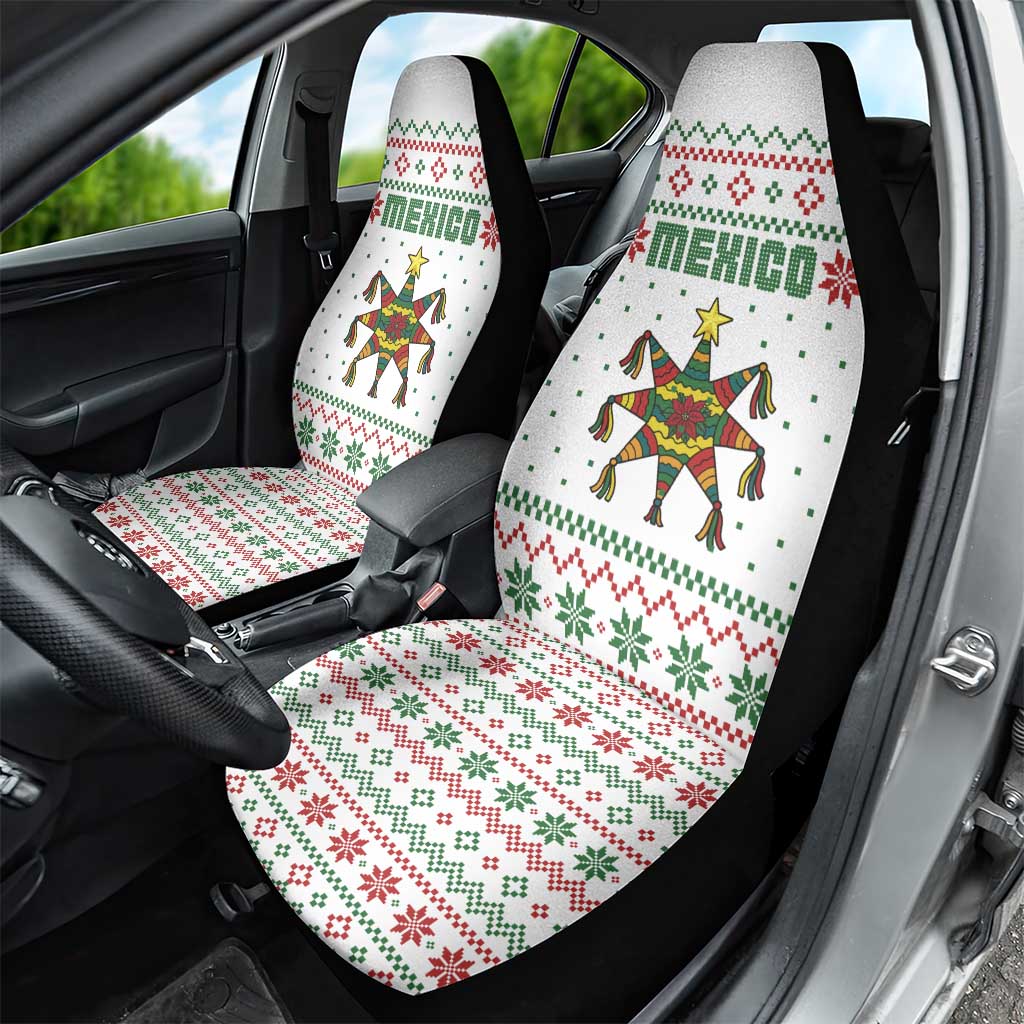 Mexico Christmas Car Seat Cover with Piñata Star Design and Red Green Snowflake Pattern TS04