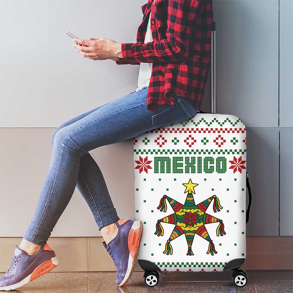 Mexico Christmas Luggage Cover with Piñata Star Design and Red Green Snowflake Pattern TS04