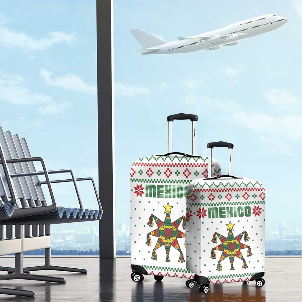 Mexico Christmas Luggage Cover with Piñata Star Design and Red Green Snowflake Pattern TS04