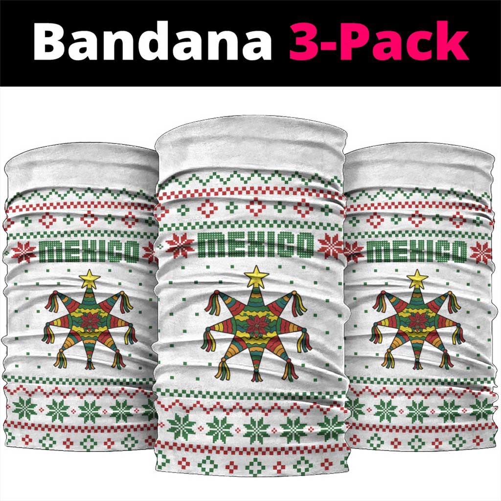 Mexico Christmas Neck Gaiter with Piñata Star Design and Red Green Snowflake Pattern TS04