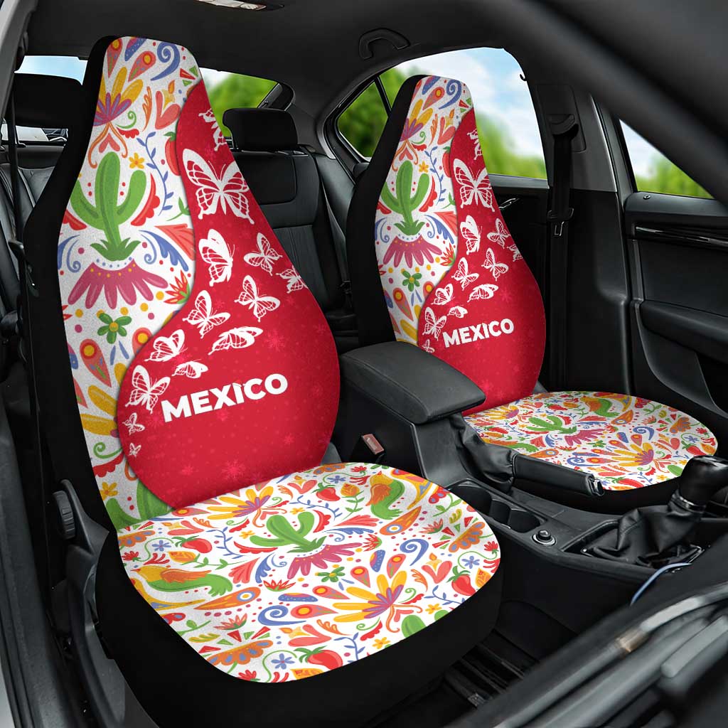 Mexico Christmas Car Seat Cover with Butterfly Cactus and Colorful Floral Folk Art TS04