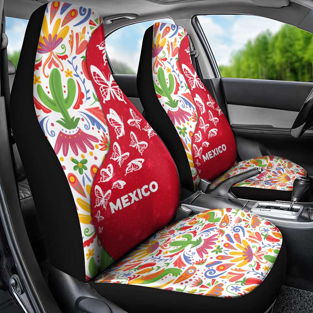 Mexico Christmas Car Seat Cover with Butterfly Cactus and Colorful Floral Folk Art TS04