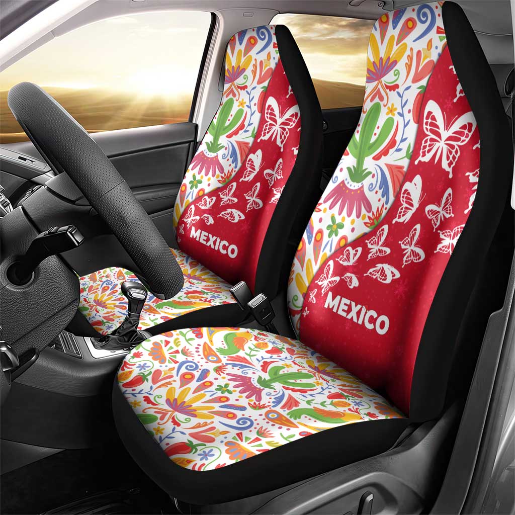 Mexico Christmas Car Seat Cover with Butterfly Cactus and Colorful Floral Folk Art TS04