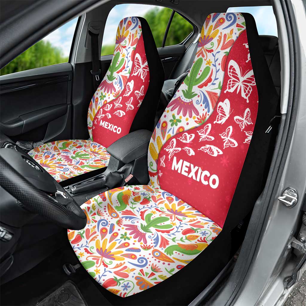 Mexico Christmas Car Seat Cover with Butterfly Cactus and Colorful Floral Folk Art TS04