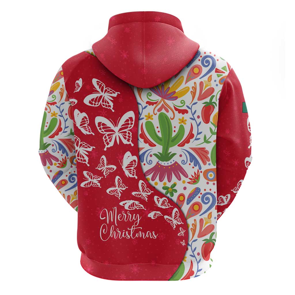 Mexico Christmas Hoodie with Butterfly Cactus and Colorful Floral Folk Art TS04