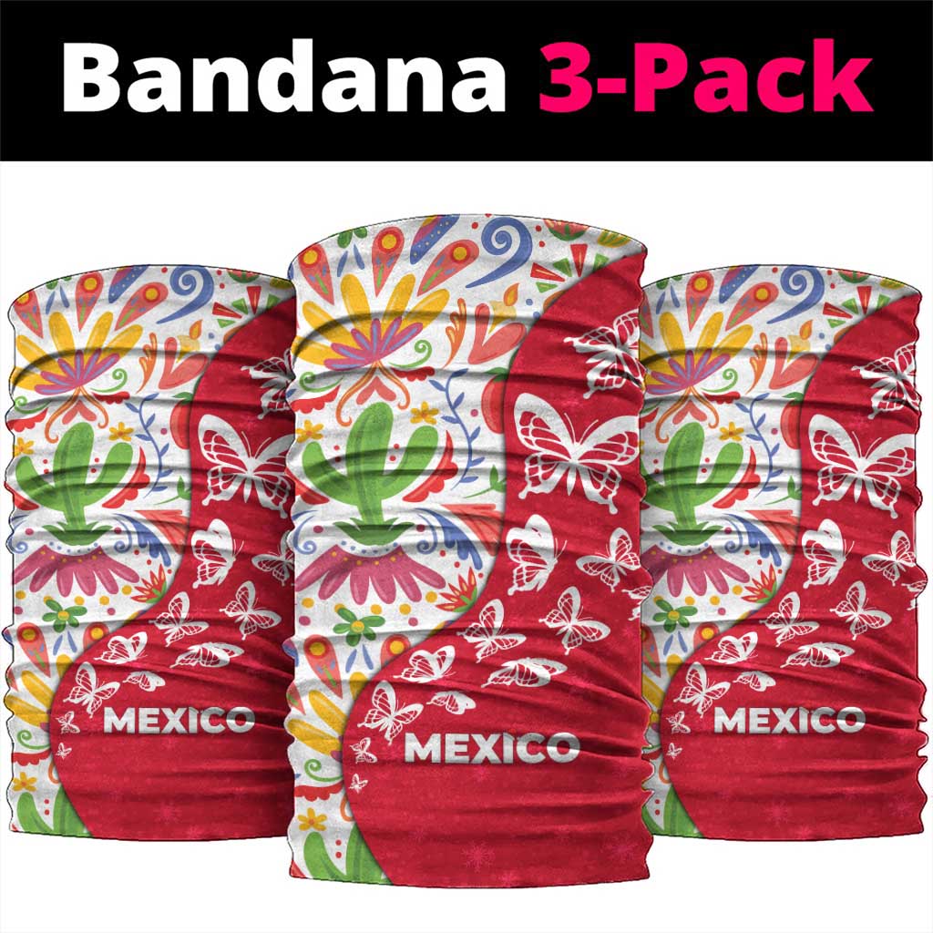Mexico Christmas Neck Gaiter with Butterfly Cactus and Colorful Floral Folk Art TS04