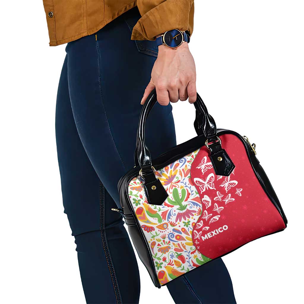 Mexico Christmas Shoulder Handbag with Butterfly Cactus and Colorful Floral Folk Art TS04