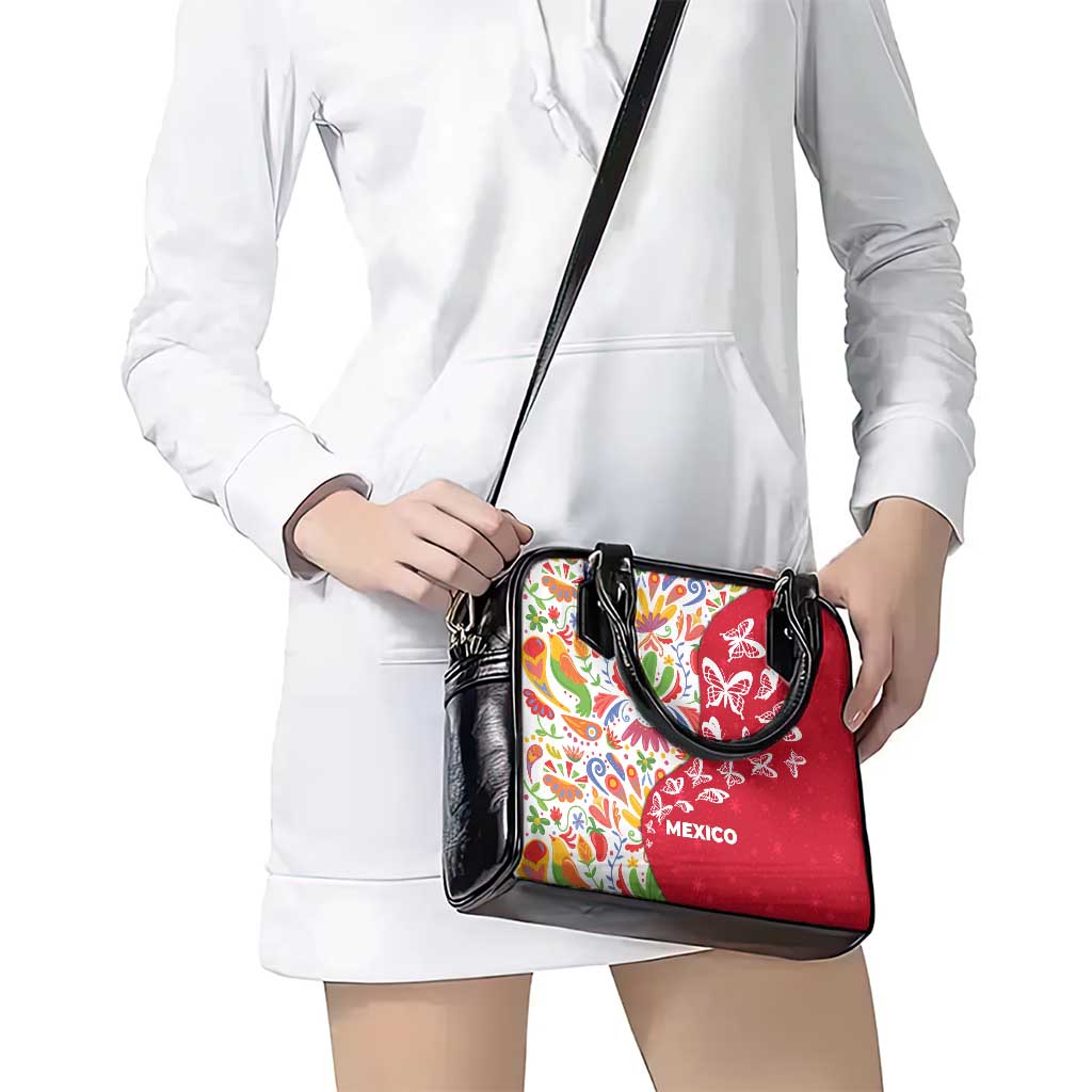 Mexico Christmas Shoulder Handbag with Butterfly Cactus and Colorful Floral Folk Art TS04