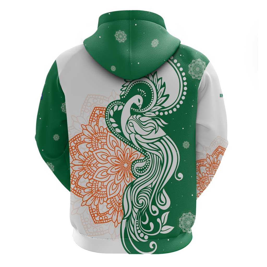 India Christmas Hoodie with Peacock Mandala Pattern and Tricolor Design TS04