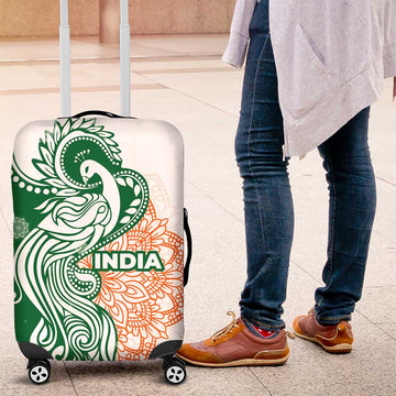 India Christmas Luggage Cover with Peacock Mandala Pattern and Tricolor Design TS04