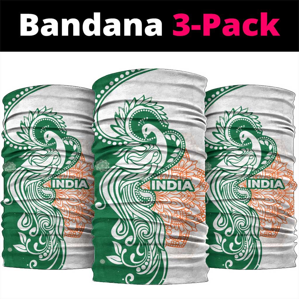 India Christmas Neck Gaiter with Peacock Mandala Pattern and Tricolor Design TS04