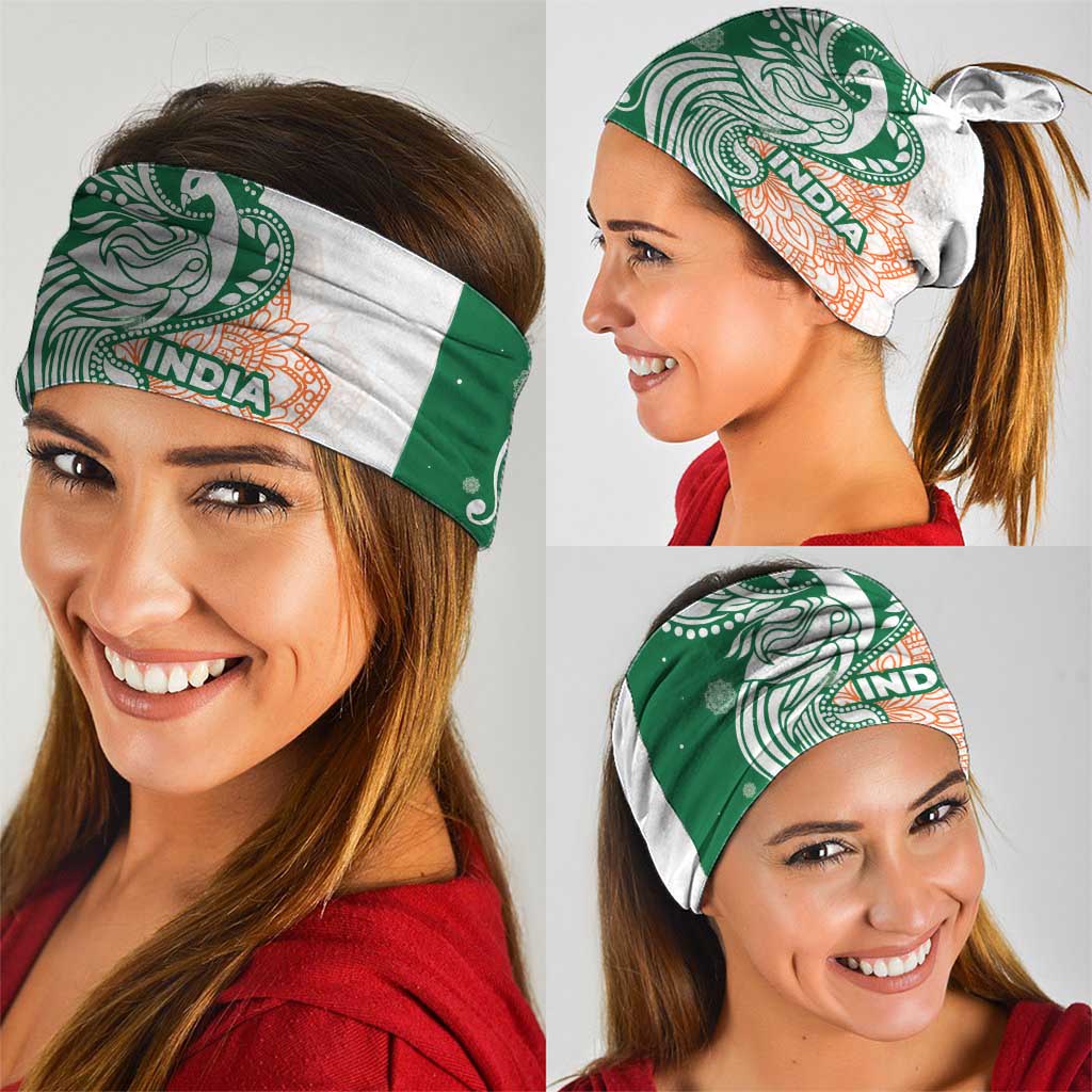 India Christmas Neck Gaiter with Peacock Mandala Pattern and Tricolor Design TS04