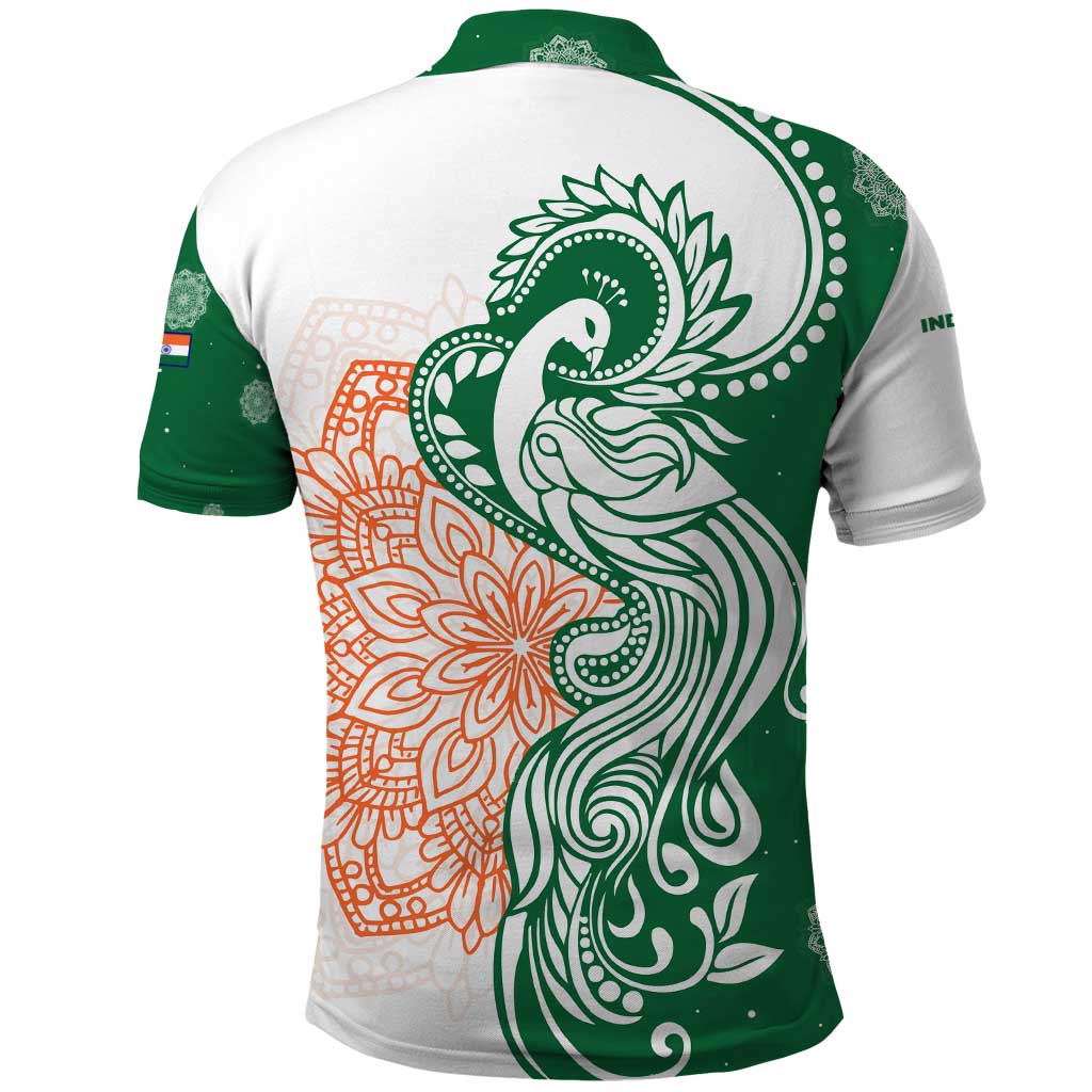 India Christmas Polo Shirt with Peacock Mandala Pattern and Tricolor Design TS04