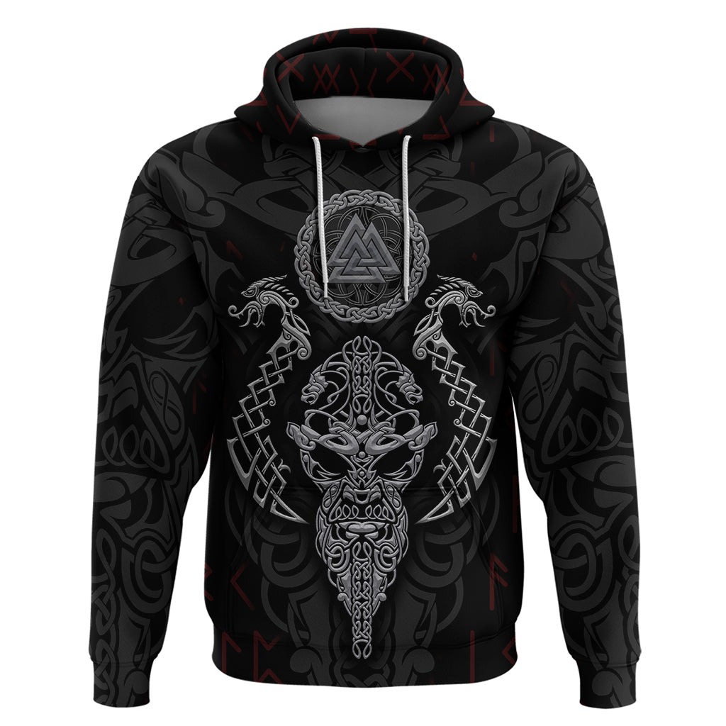 Viking Valhalla Hoodie Odin and Drakkar Pattern TS04