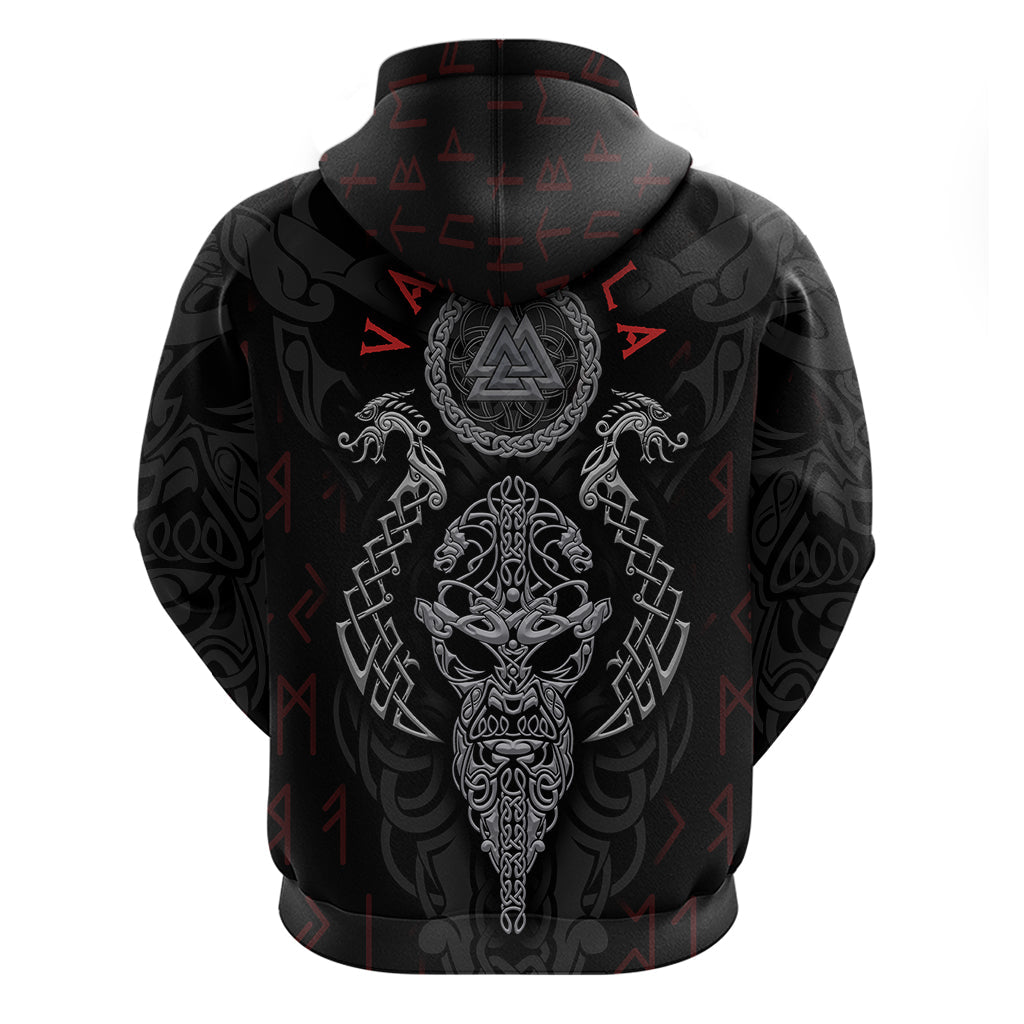 Viking Valhalla Hoodie Odin and Drakkar Pattern TS04