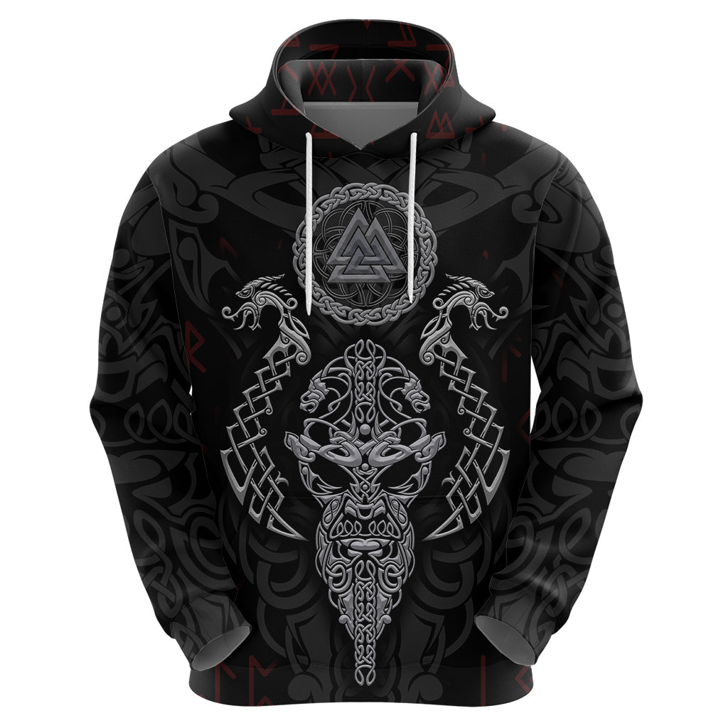 Viking Valhalla Hoodie Odin and Drakkar Pattern TS04