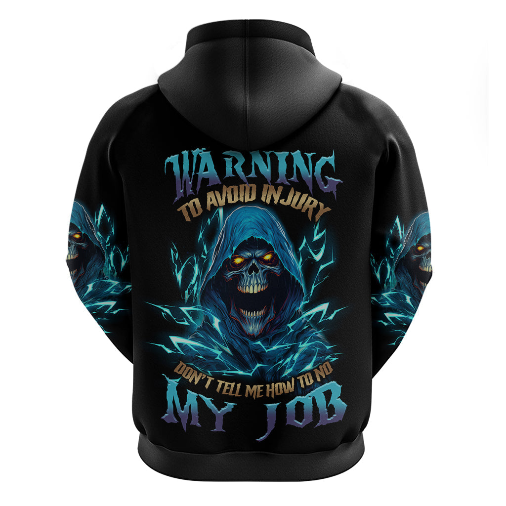 Warning To Avoid Injury Mad Reaper Skull Hoodie TS04