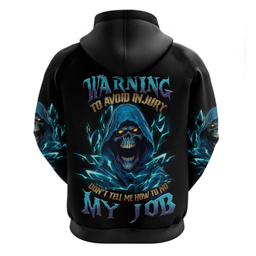 Warning To Avoid Injury Mad Reaper Skull Hoodie TS04