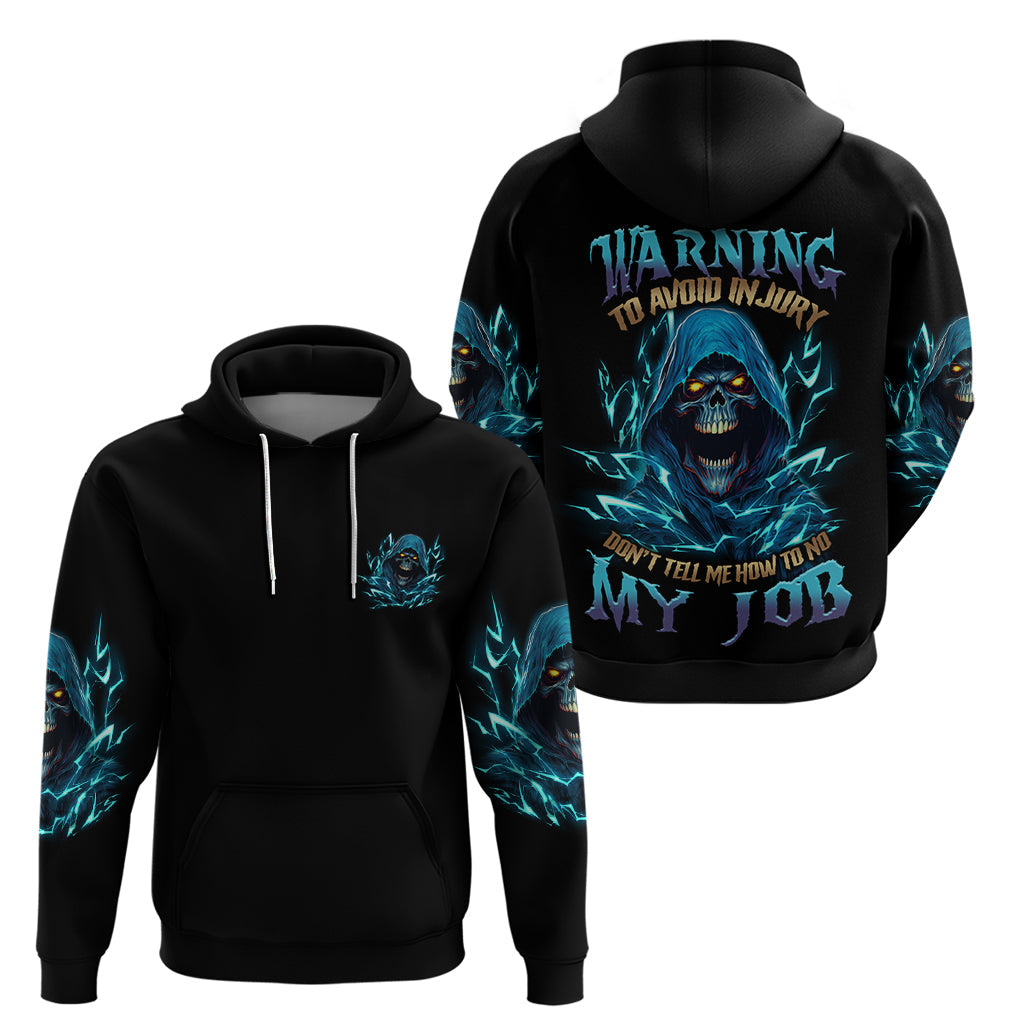 Warning To Avoid Injury Mad Reaper Skull Hoodie TS04