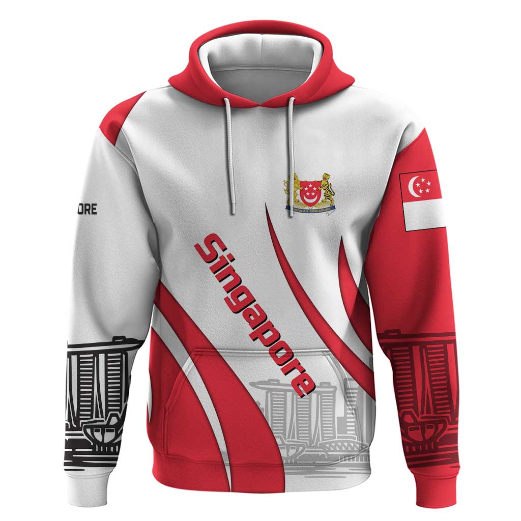 Singapore National Crest Hoodie with City Skyline and Lion Design TS04