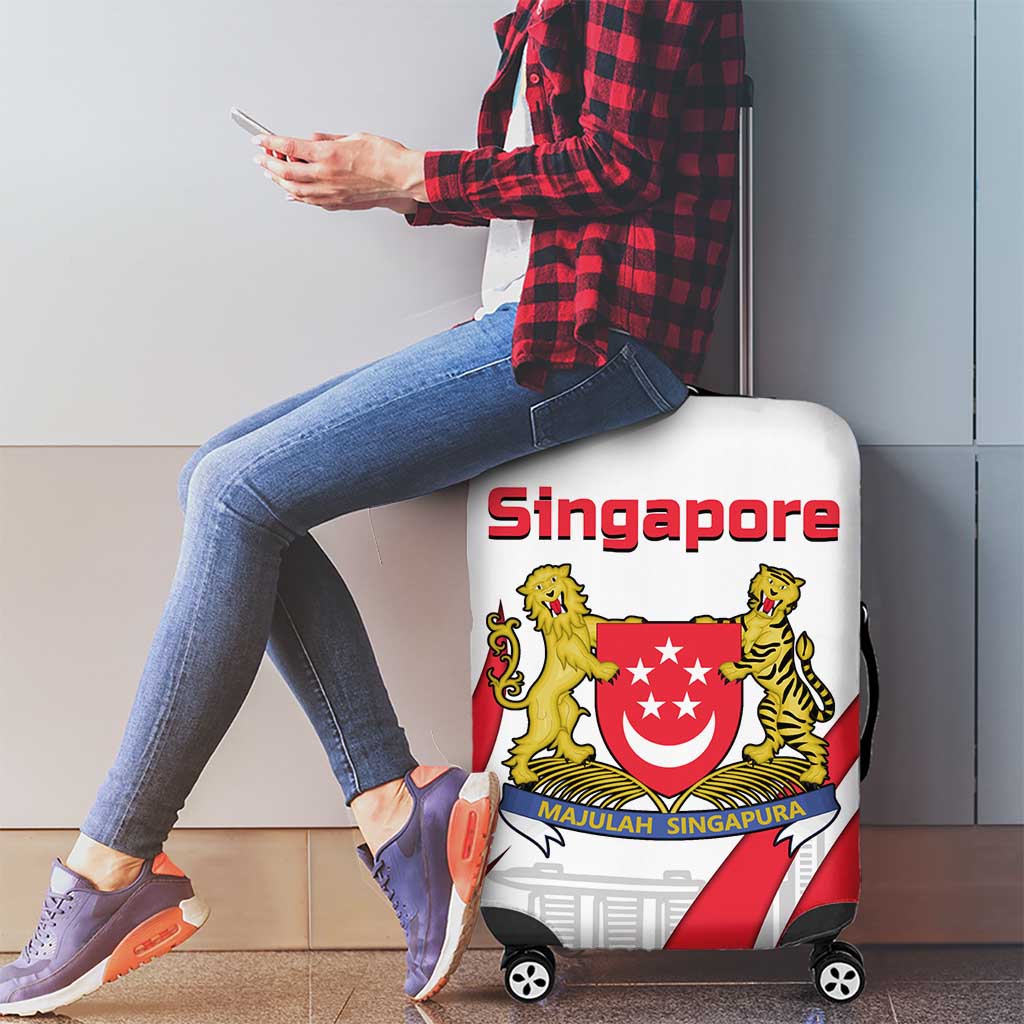 Singapore National Crest Luggage Cover with City Skyline and Lion Design TS04