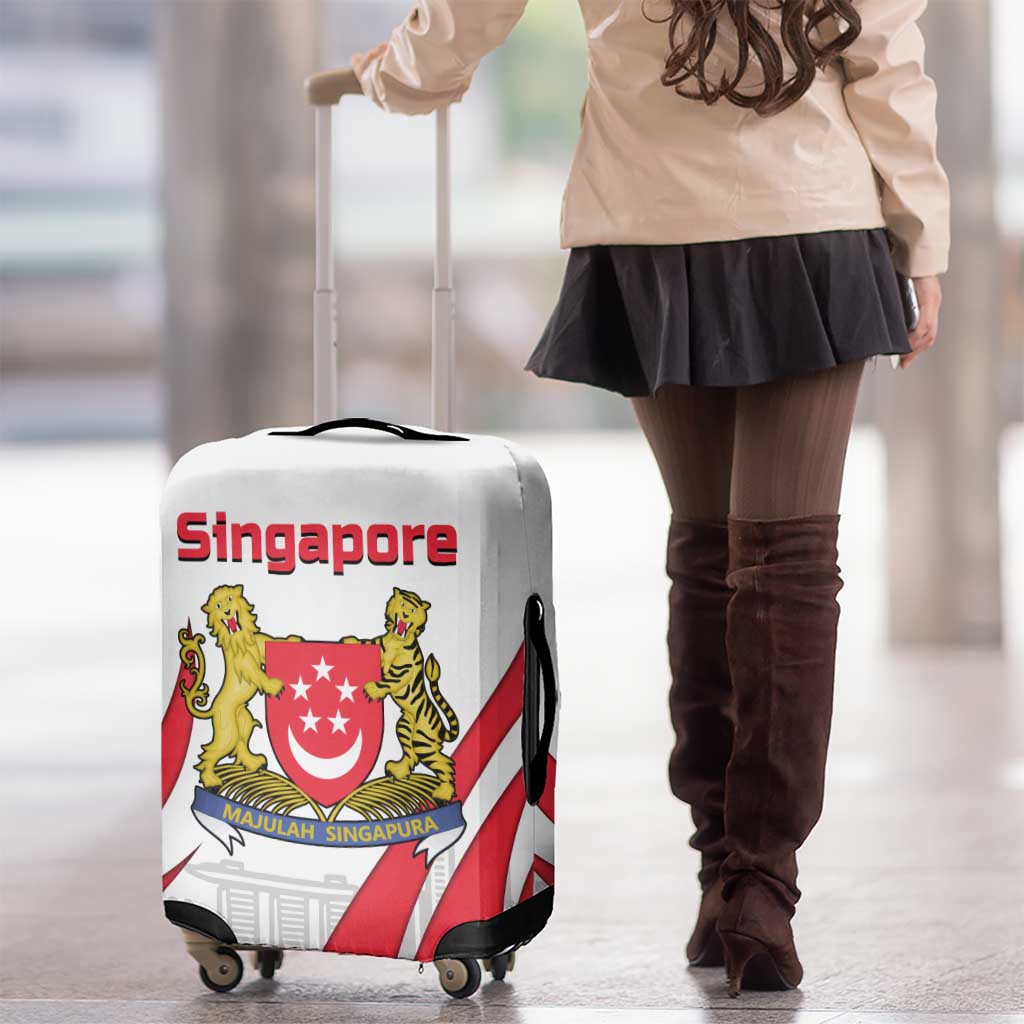 Singapore National Crest Luggage Cover with City Skyline and Lion Design TS04
