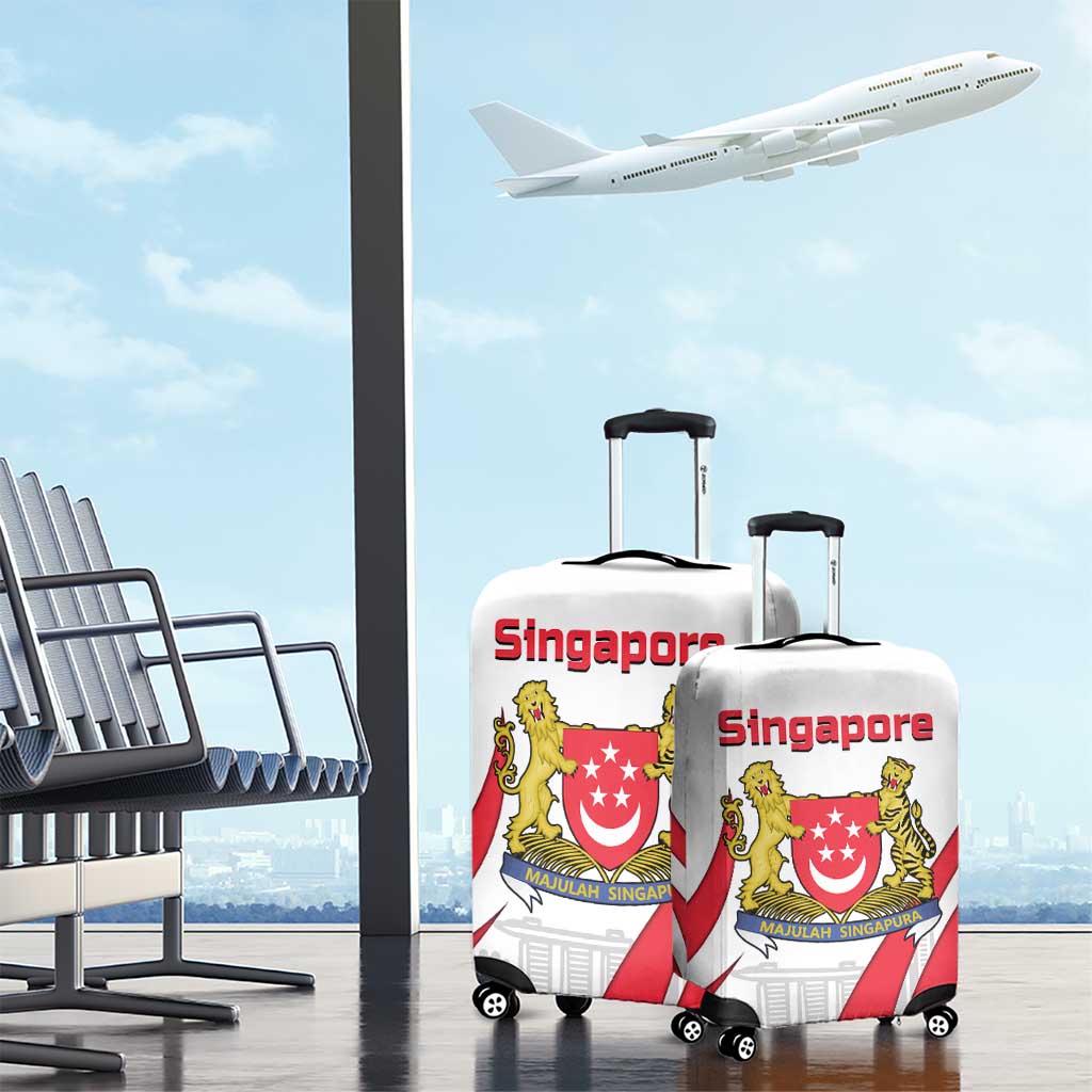 Singapore National Crest Luggage Cover with City Skyline and Lion Design TS04