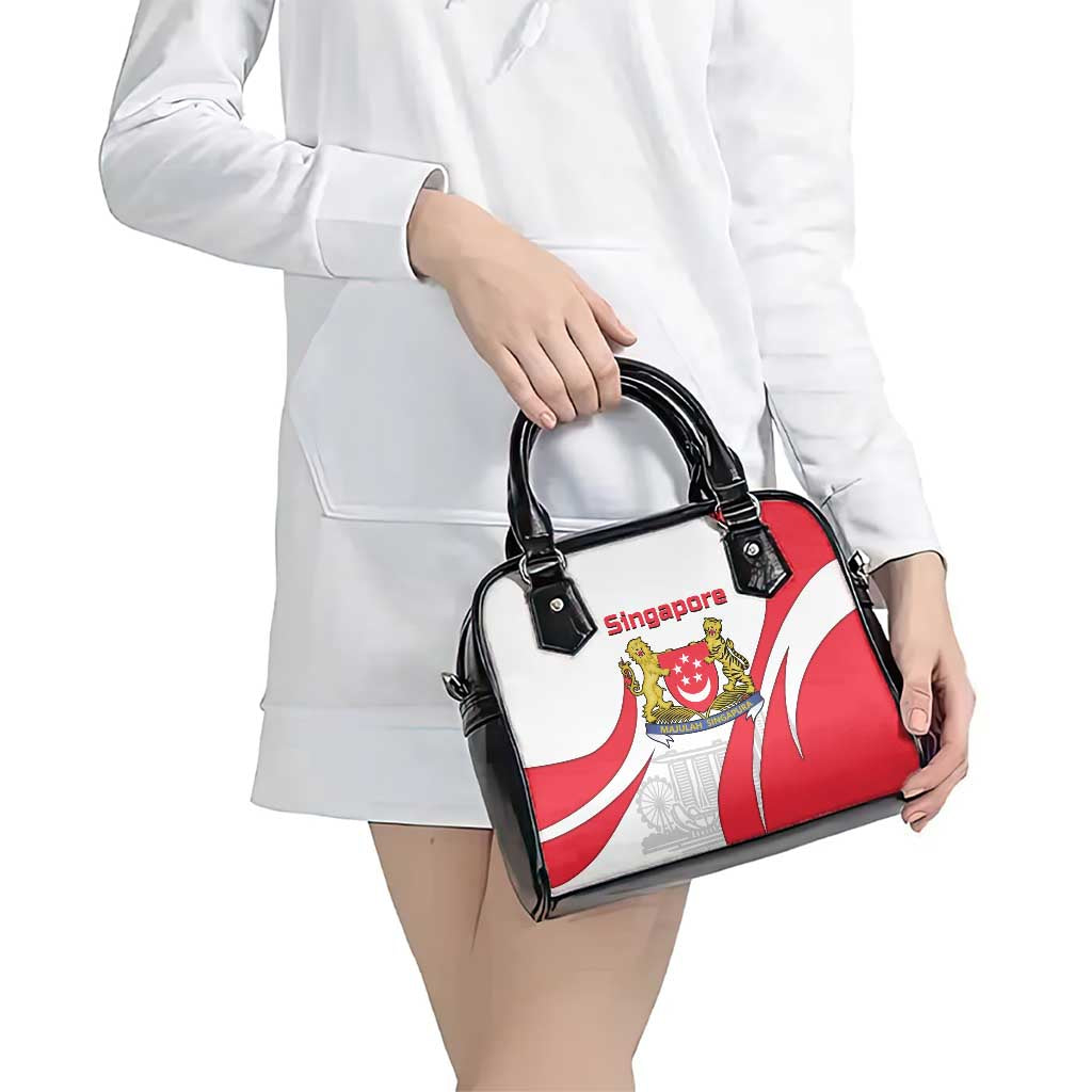 Singapore National Crest Shoulder Handbag with City Skyline and Lion Design TS04