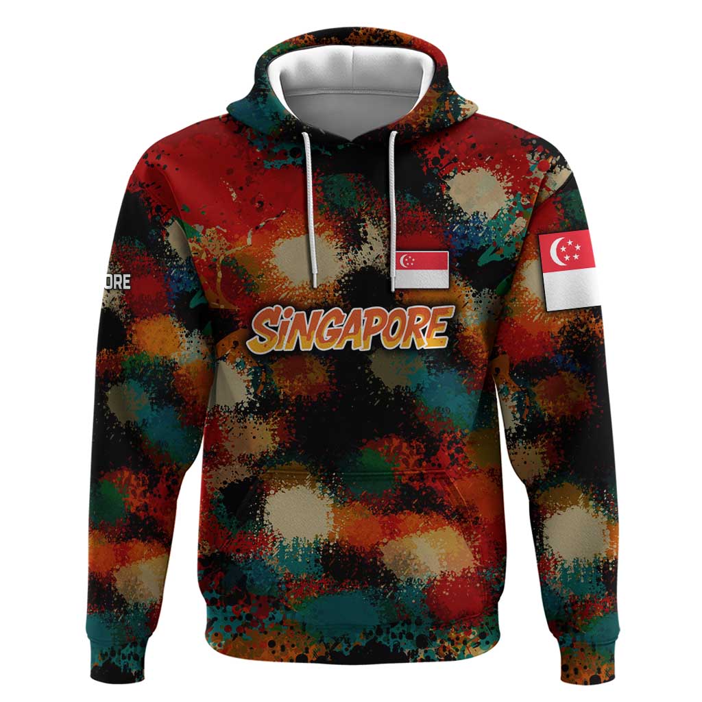 Singapore Merlion Hoodie with Graffiti Art Style and National Flag TS04
