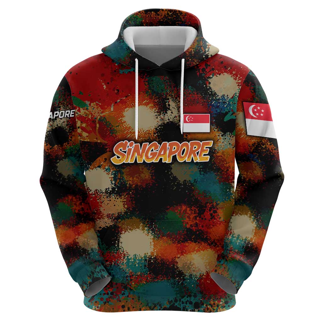 Singapore Merlion Hoodie with Graffiti Art Style and National Flag TS04