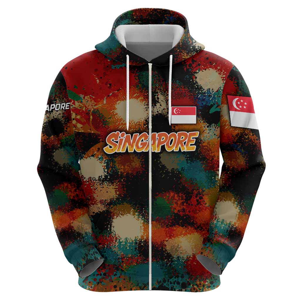 Singapore Merlion Hoodie with Graffiti Art Style and National Flag TS04