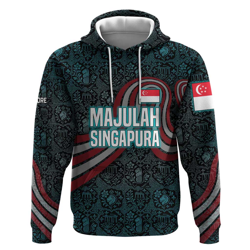 Singapore Hoodie with National Icons and Majulah Singapura Script TS04