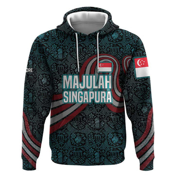 Singapore Hoodie with National Icons and Majulah Singapura Script TS04
