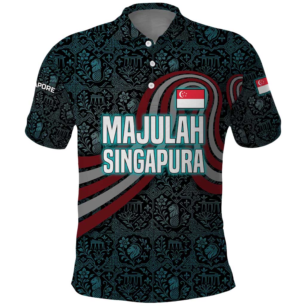 Singapore Polo Shirt with National Icons and Majulah Singapura Script TS04