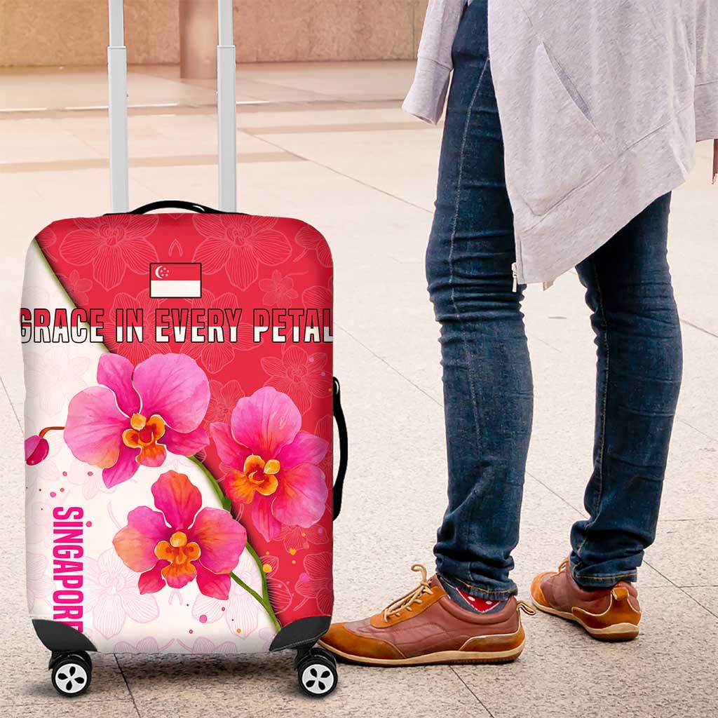 Singapore Luggage Cover with Orchid Flower Design and National Flag Motif TS04