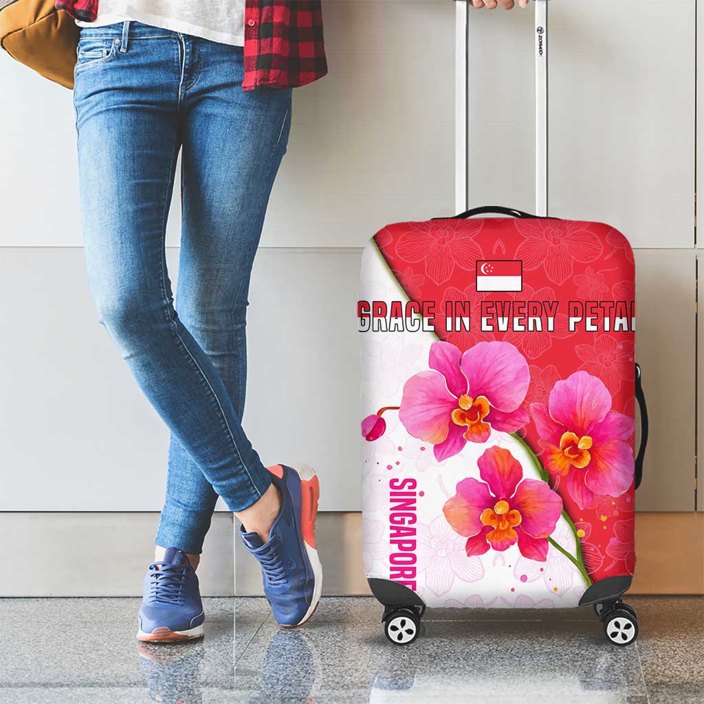 Singapore Luggage Cover with Orchid Flower Design and National Flag Motif TS04