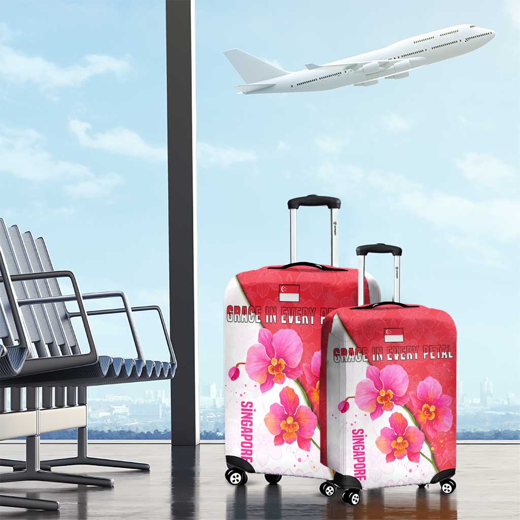 Singapore Luggage Cover with Orchid Flower Design and National Flag Motif TS04