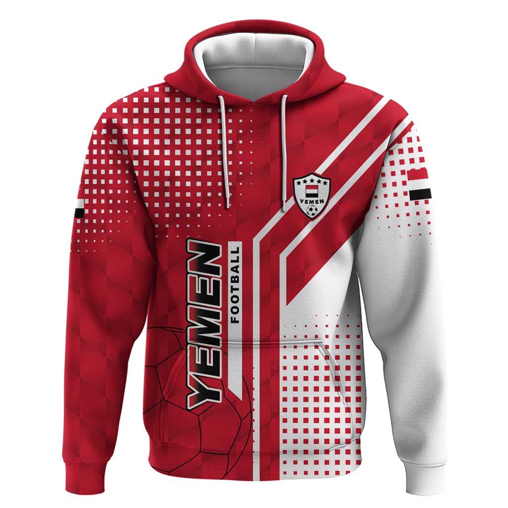 Yemen Football Hoodie with Red and White Flag Design TS04