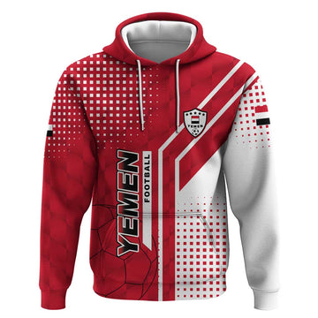 Yemen Football Hoodie with Red and White Flag Design TS04