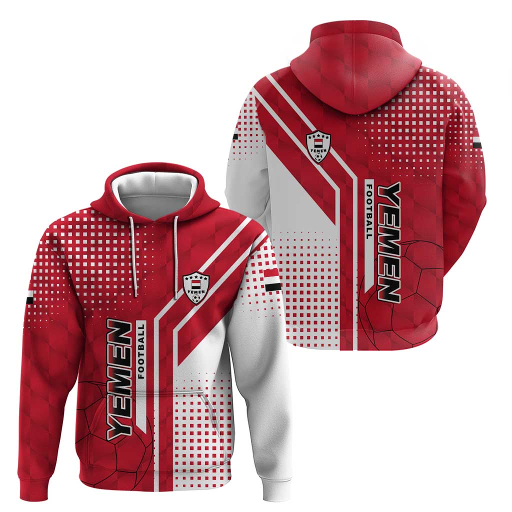Yemen Football Hoodie with Red and White Flag Design TS04