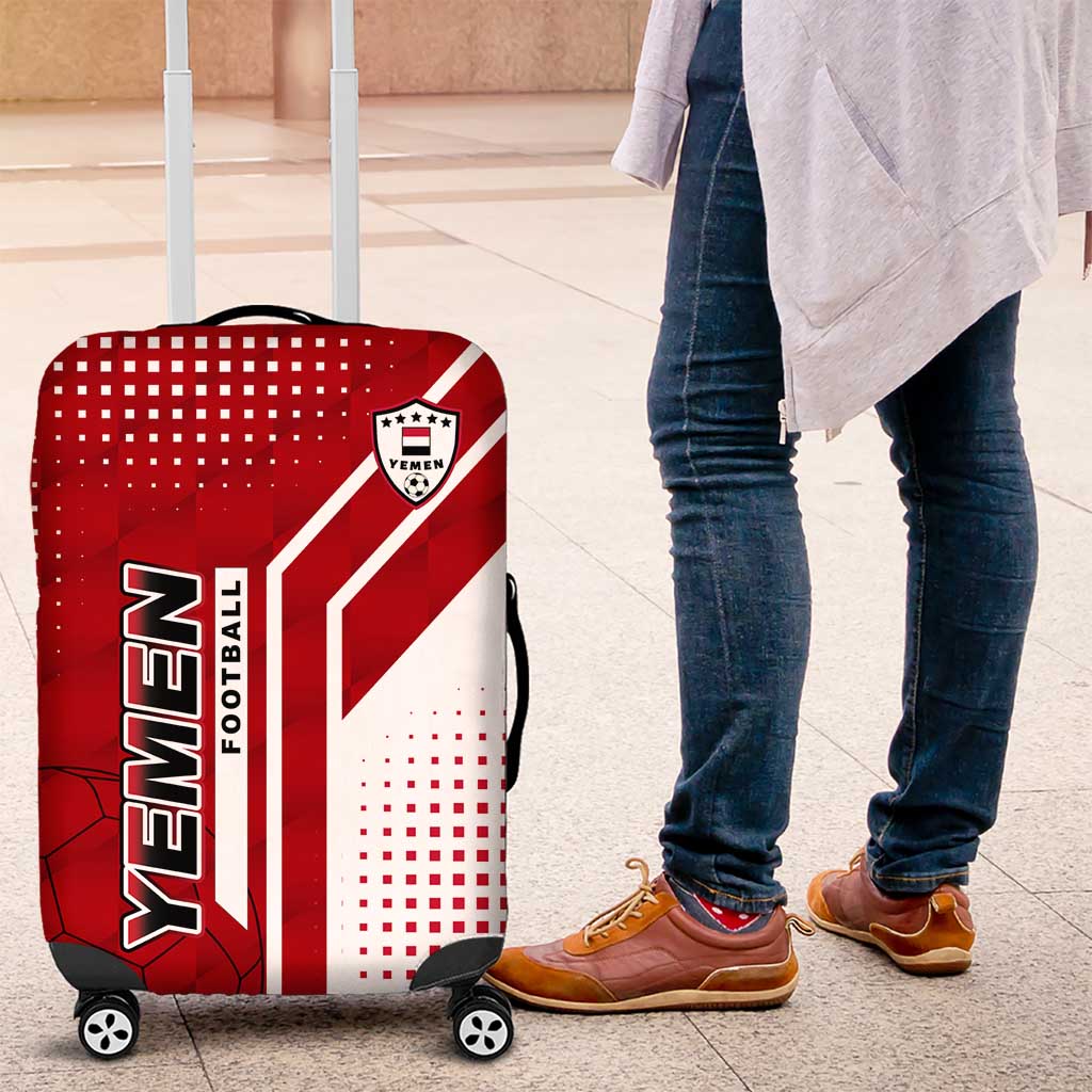 Yemen Football Luggage Cover with Red and White Flag Design TS04