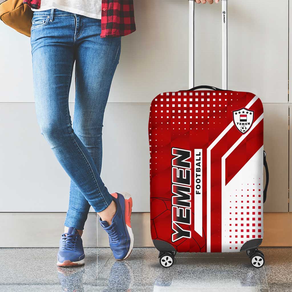 Yemen Football Luggage Cover with Red and White Flag Design TS04