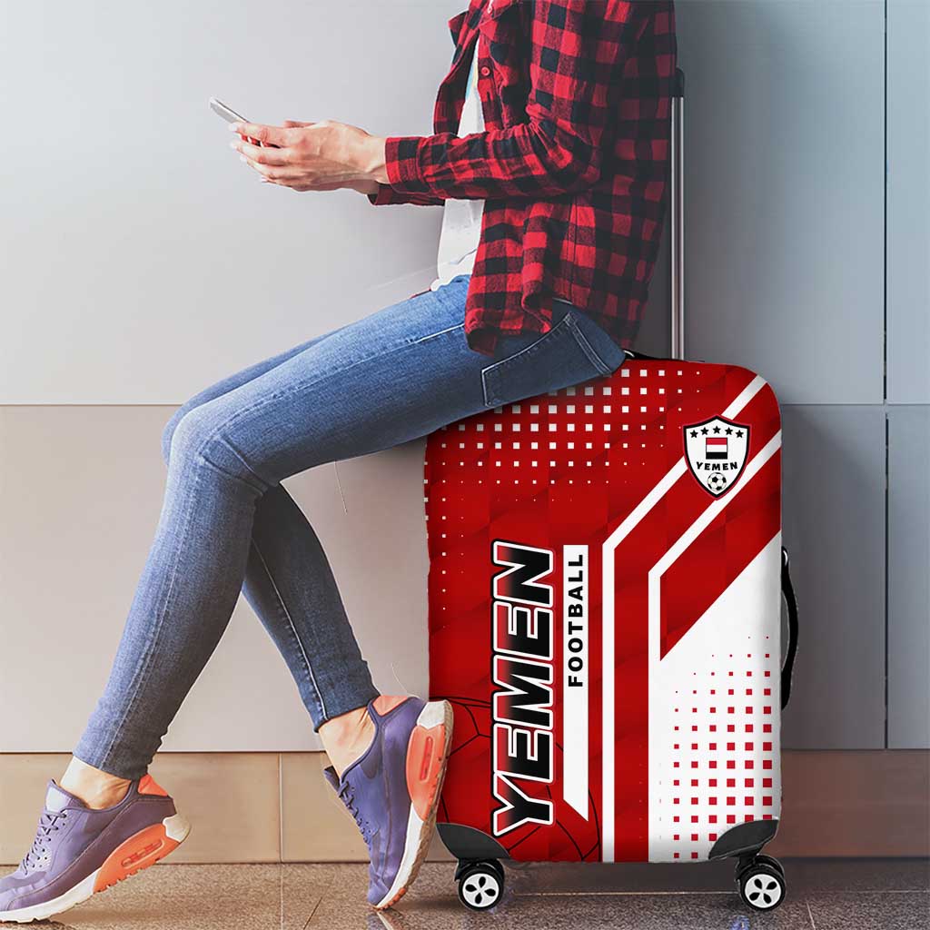 Yemen Football Luggage Cover with Red and White Flag Design TS04