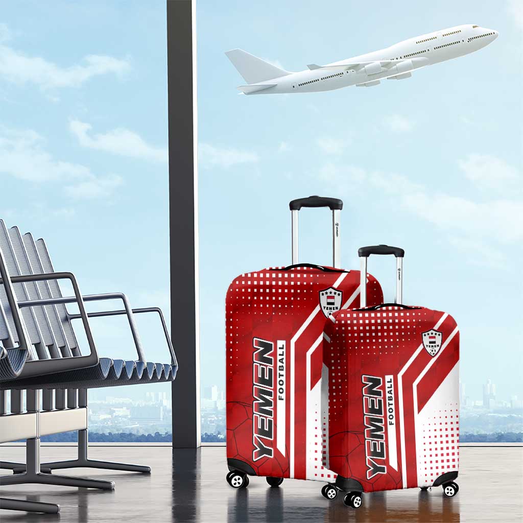Yemen Football Luggage Cover with Red and White Flag Design TS04